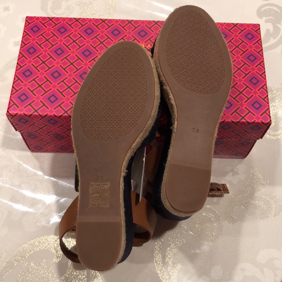 Tory Burch Blue Karissa Leather Espadrille Wedge - Picture 3 of 4